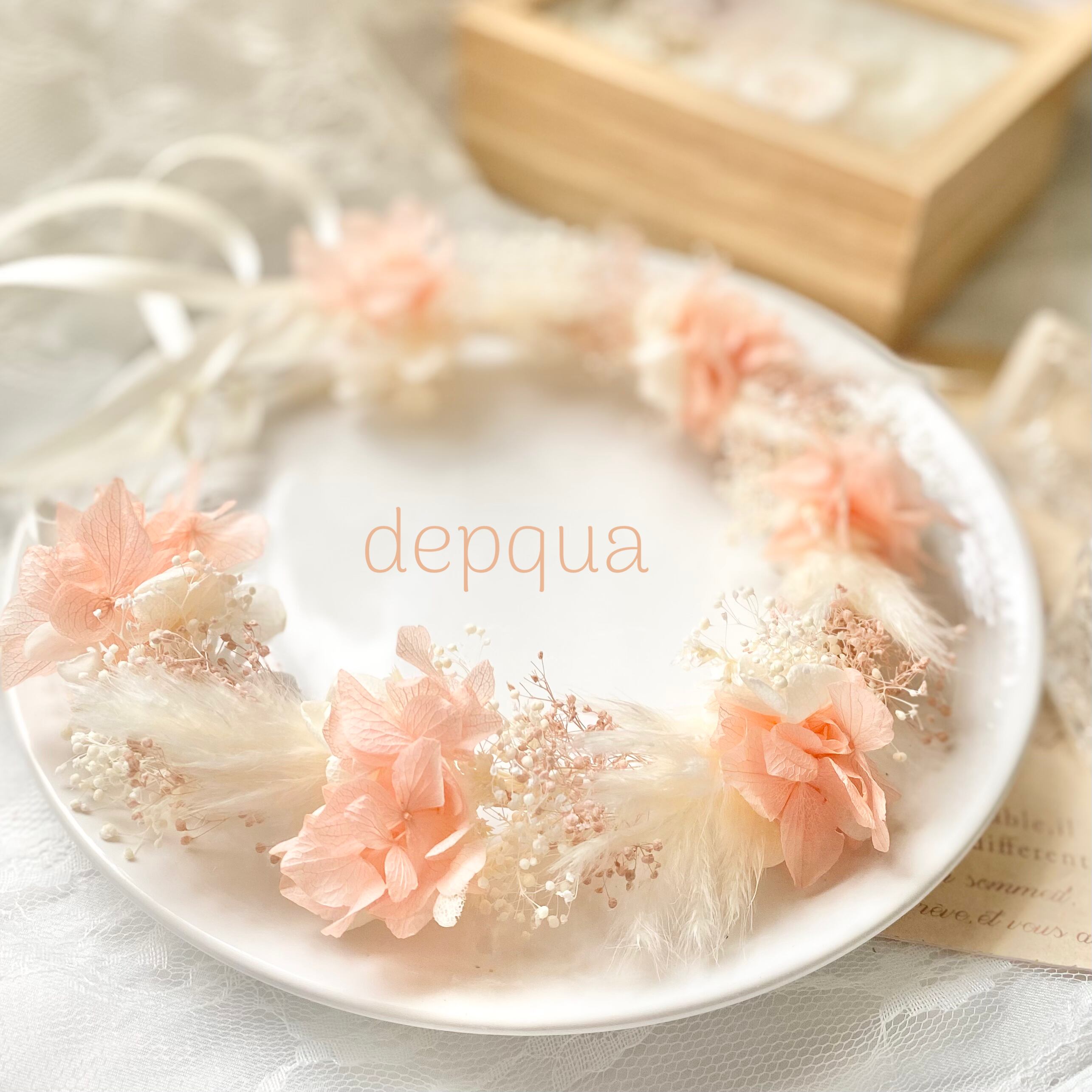 ご確認用 ♡ ピンク サーモンピンク 白の 花かんむり 