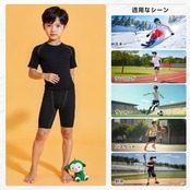 [Sillictor] インナースパッツ キッズ スポーツショーツ ショートパンツ コンプレッション ショーツ 3325blk-blk-160