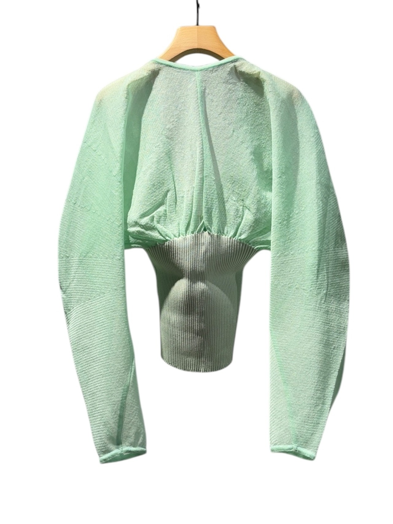 【25SS】Mame Kurogouchi マメクロゴウチ / Sheer Rounded Sleeve Knitted Cardigan - 5