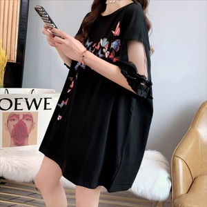 【送料無料】 Tシャツ 半袖 ロング 透け感 フレア シースルー ラウンドネック カジュアル系 大人可愛い大人可愛い カジュアル系 シンプルデザイン こなれ感 夏 レディースファッション 可愛い 20代 30代 体系カバー