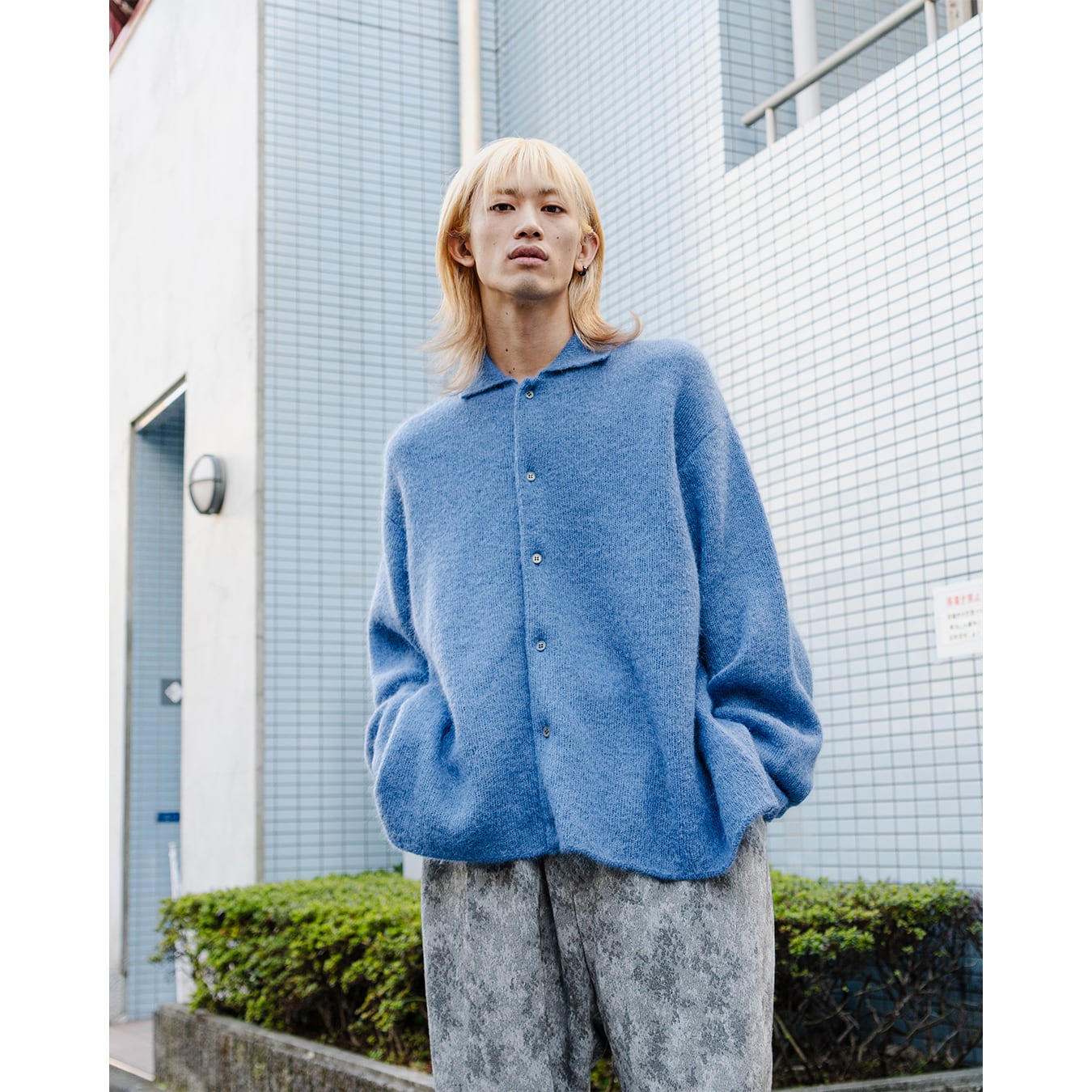 Blanc YM] (ブランワイエム) BL-23A-KMKS Kid Mohair Knit Shirt (Sax ...