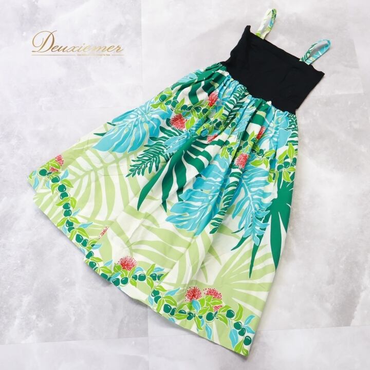 フラダンス 衣装 ジュニアサイズ用 ワンピース ドレス ブラック系 フラ