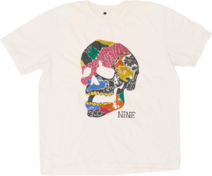 古着 和柄パッチワーク × スカル グラフィック Tシャツ