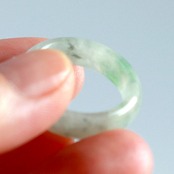 【16,5号】透明感あふれる 天然翡翠リング くり抜き甲丸リング A貨翡翠 jd_rg1481