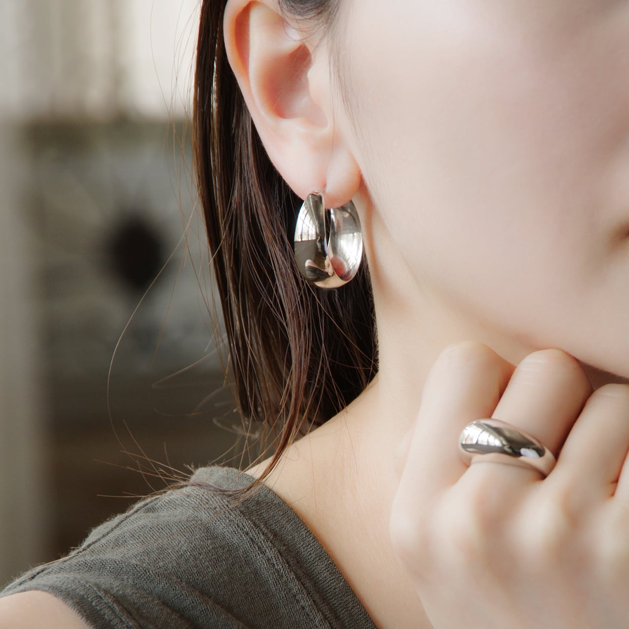 プラチナ 直径25mm フープピアス【MPT0042P1】 | MONICE/モニス