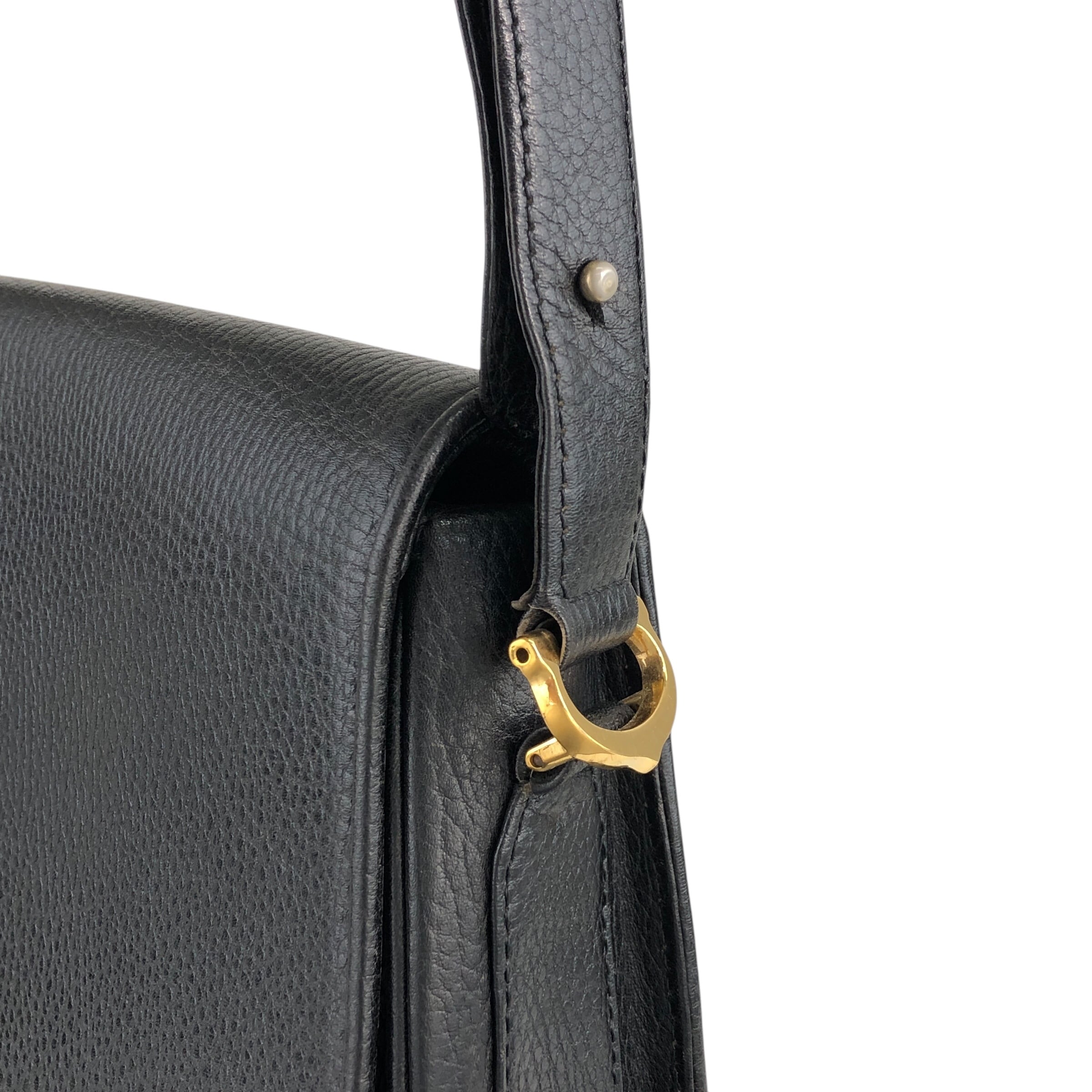 Cartier カルティエ ショルダーバッグ ブラック レザー vintage