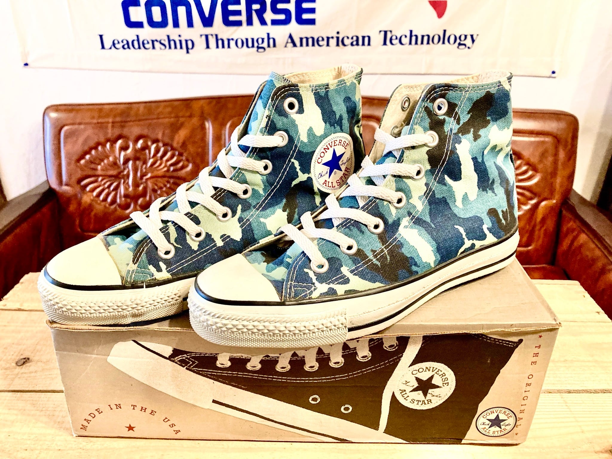 converse（コンバース） ALL STAR CAMOUFLAGE（オールスターカモフラ ）  ハイカット ブルー 迷彩柄 5.5 24.5cm 90s USA 205
