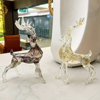 鹿 置物 オーナメント クリアゴールデン オブジェ 樹脂 動物 透明な像 北欧スタンディング鹿置物彫像 アートクラフト リビングルーム オフィス カフェ デスク 玄関 クリスマス ホワイトデー