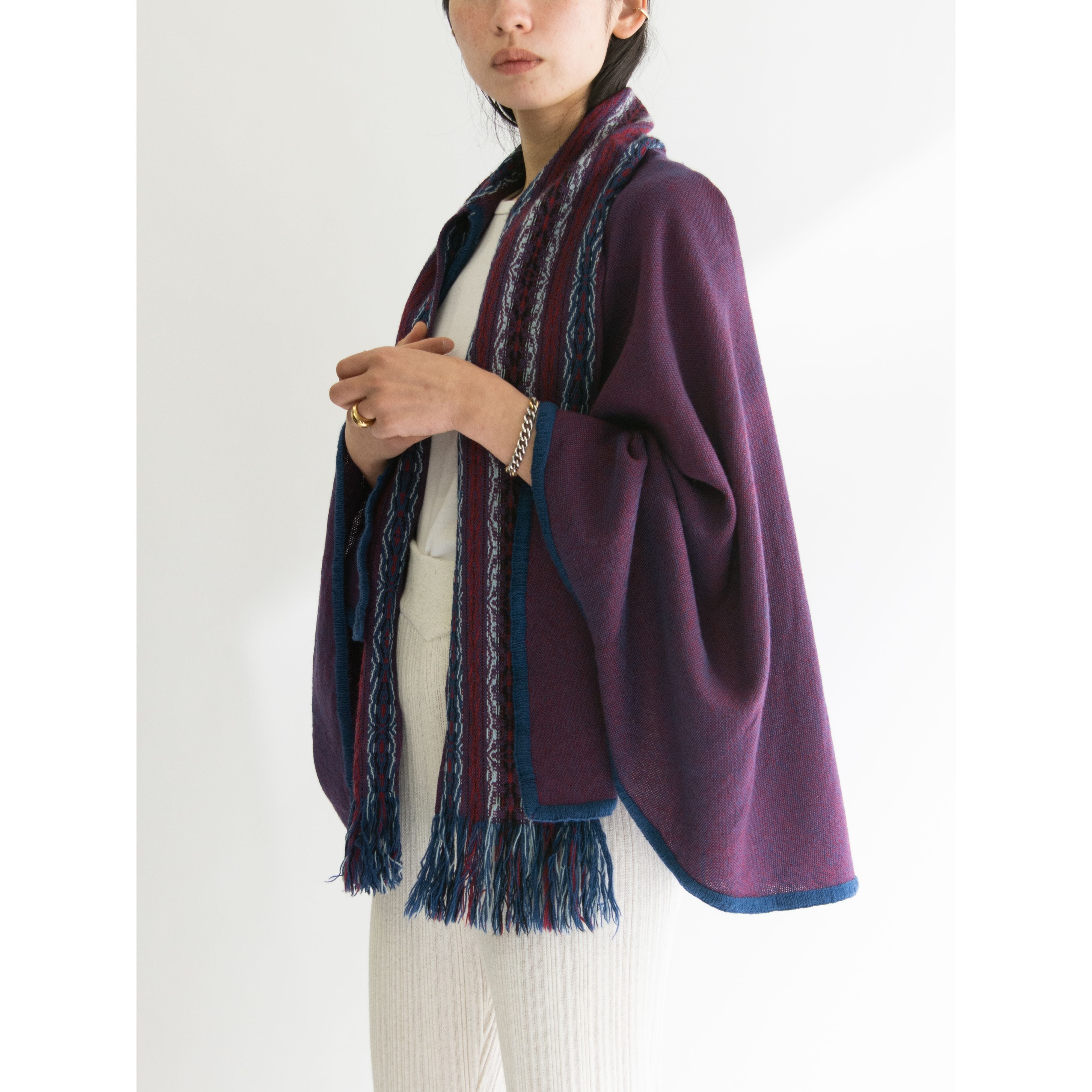 【The Spinning Wheel】Made in England 60-70's Handwoven Wool Cape（英国製 ハンドウーブン ウールケープ）