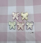 [４個]キラキラ ギンガムリボン／５色:25mm×22cm