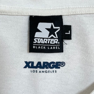 STARTER BLACK LABEL/XLARGE コラボ ロングスリーブTシャツ LONG SLEEVE ロンT  長袖 刺繍ロゴ プリント ベースボールロゴ スターター エクストララージ L ホワイト US古着