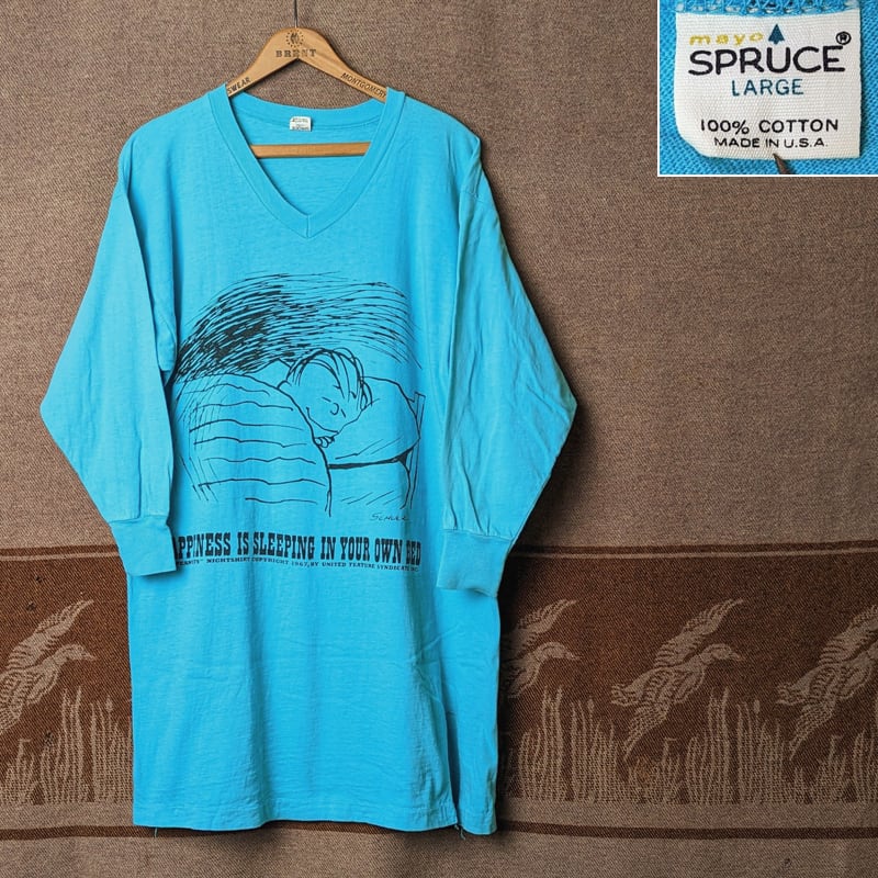 60s mayo SPRUCE T- Shirt (L) A PEANUTS NIGHTSHIRT | Wonder Wear