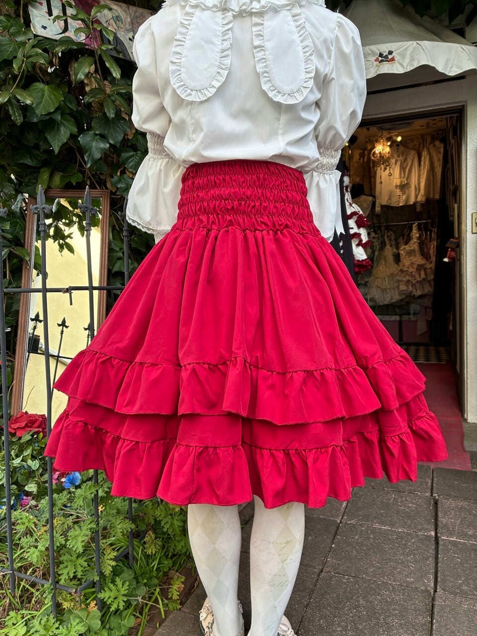 フリルスカート フリルと編み上げのソフトシャーリングコルセット