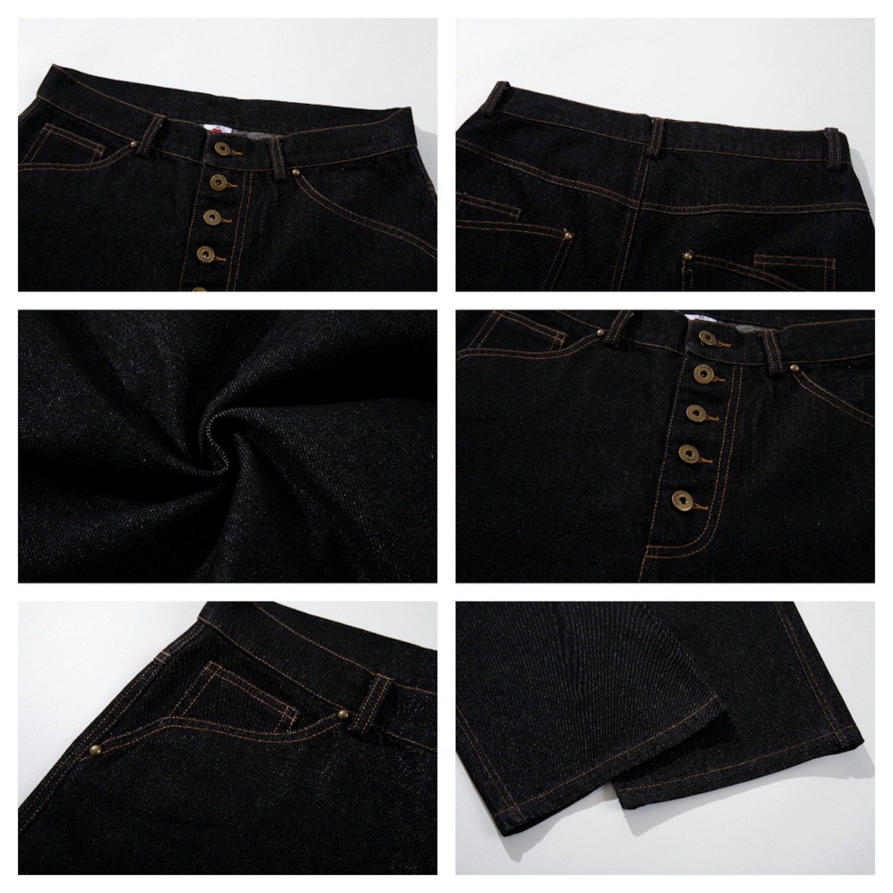 ストリート ボタン デニムパンツ P386