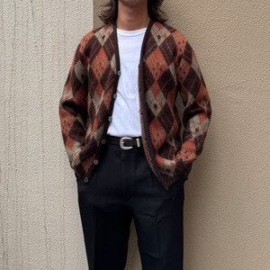 JERSILD ARGYLE MOHAIR KNIT CARDIGAN
