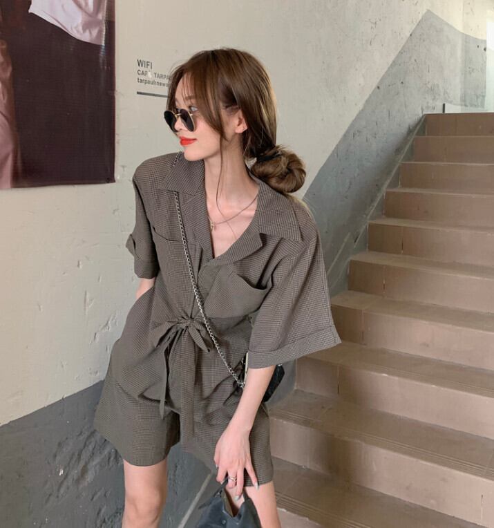 薄手ルーズジャンプスーツ オールインワン パンツ サマーウェストスリムカジュアルショーツ 夏物 ブルマー モンロー52714851568