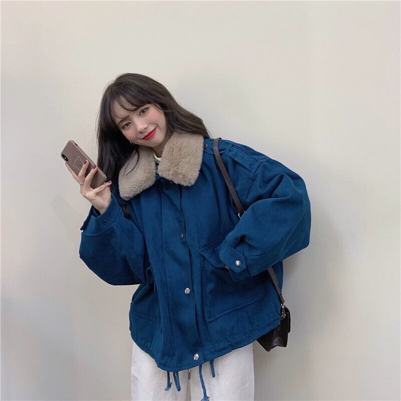 ファーカラージャケット ウィンターベルベット コットン 冬物 萌量不足18332108454