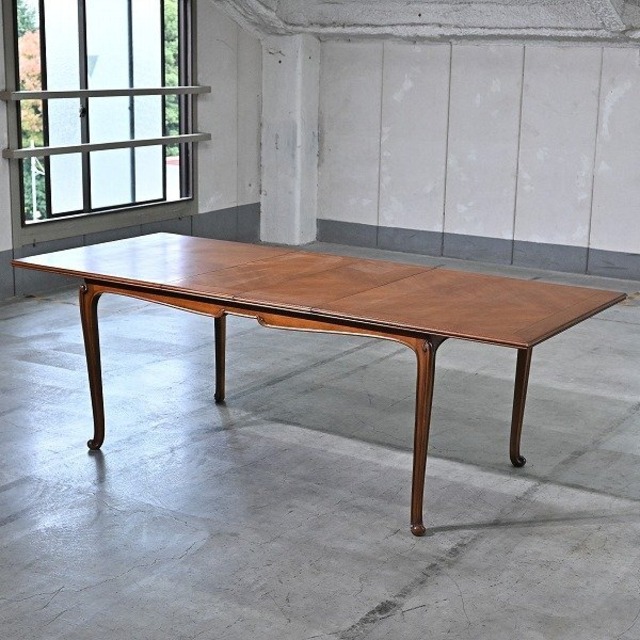 イタリア製 Medea エクステンションダイニングテーブル マホガニー材 アールヌーボー リビング 机 アンティーク風 メデア 拡張 クラシカル