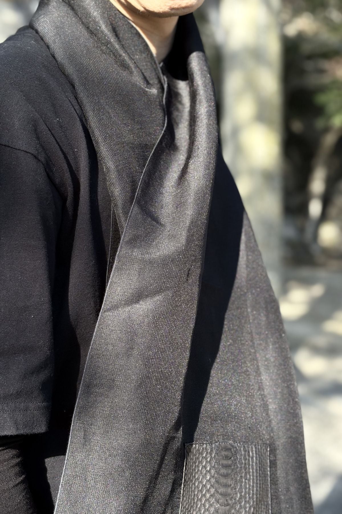 完全受注生産】黒蛇革×シルクストール-縁-/ Python Silk Stole YOSUGA