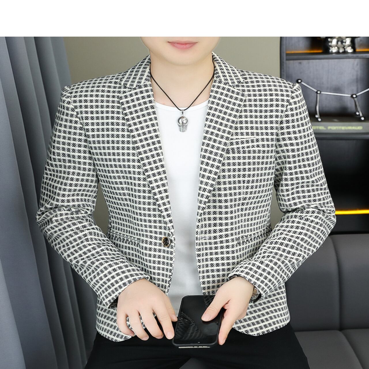 2025 春 秋 チェック柄 カジュアルジャケット チェック柄 スモール