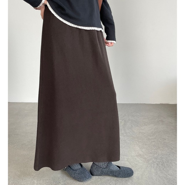 a-line knit skirt　J00339