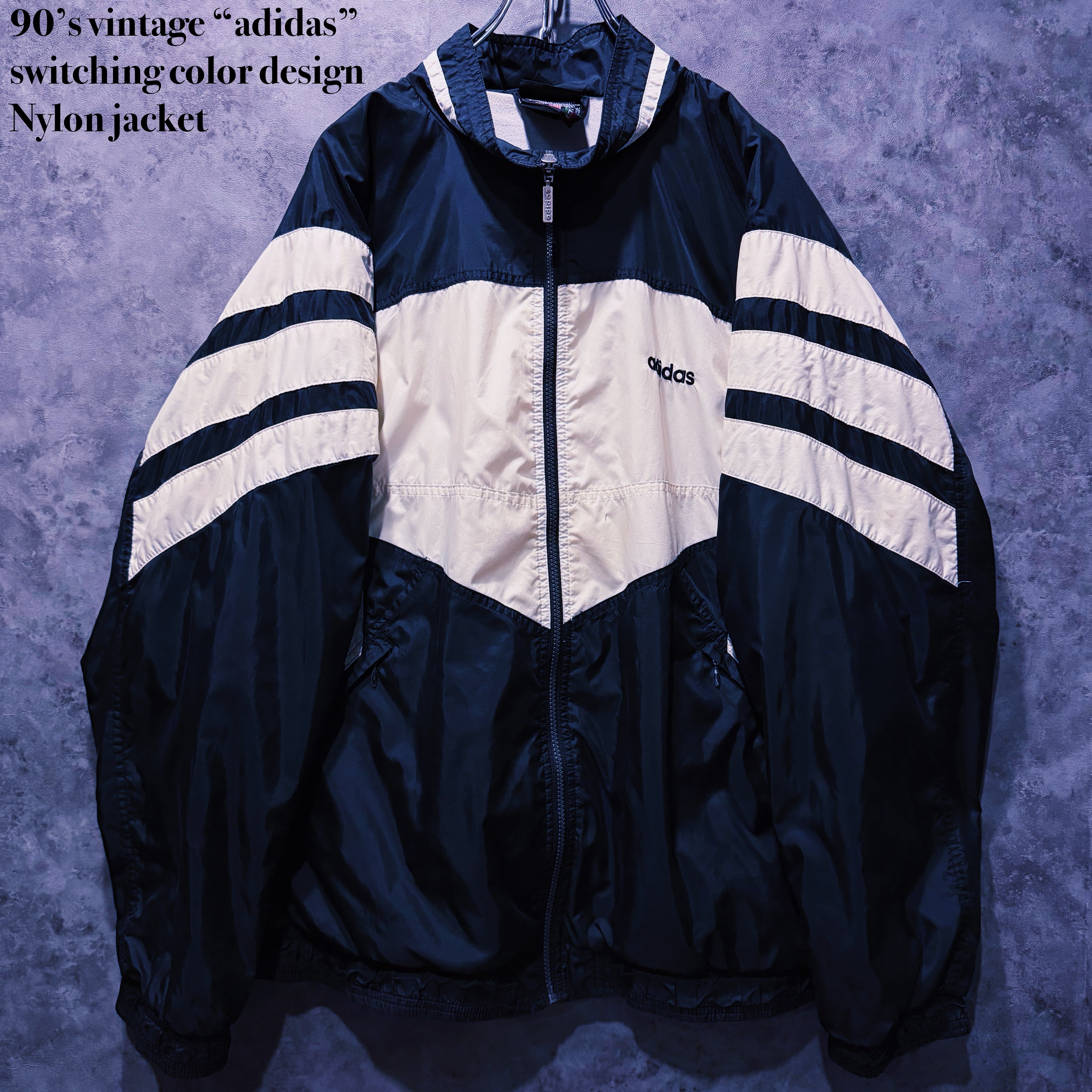 【doppio】90’s vintage “adidas” switching color design Nylon jacket