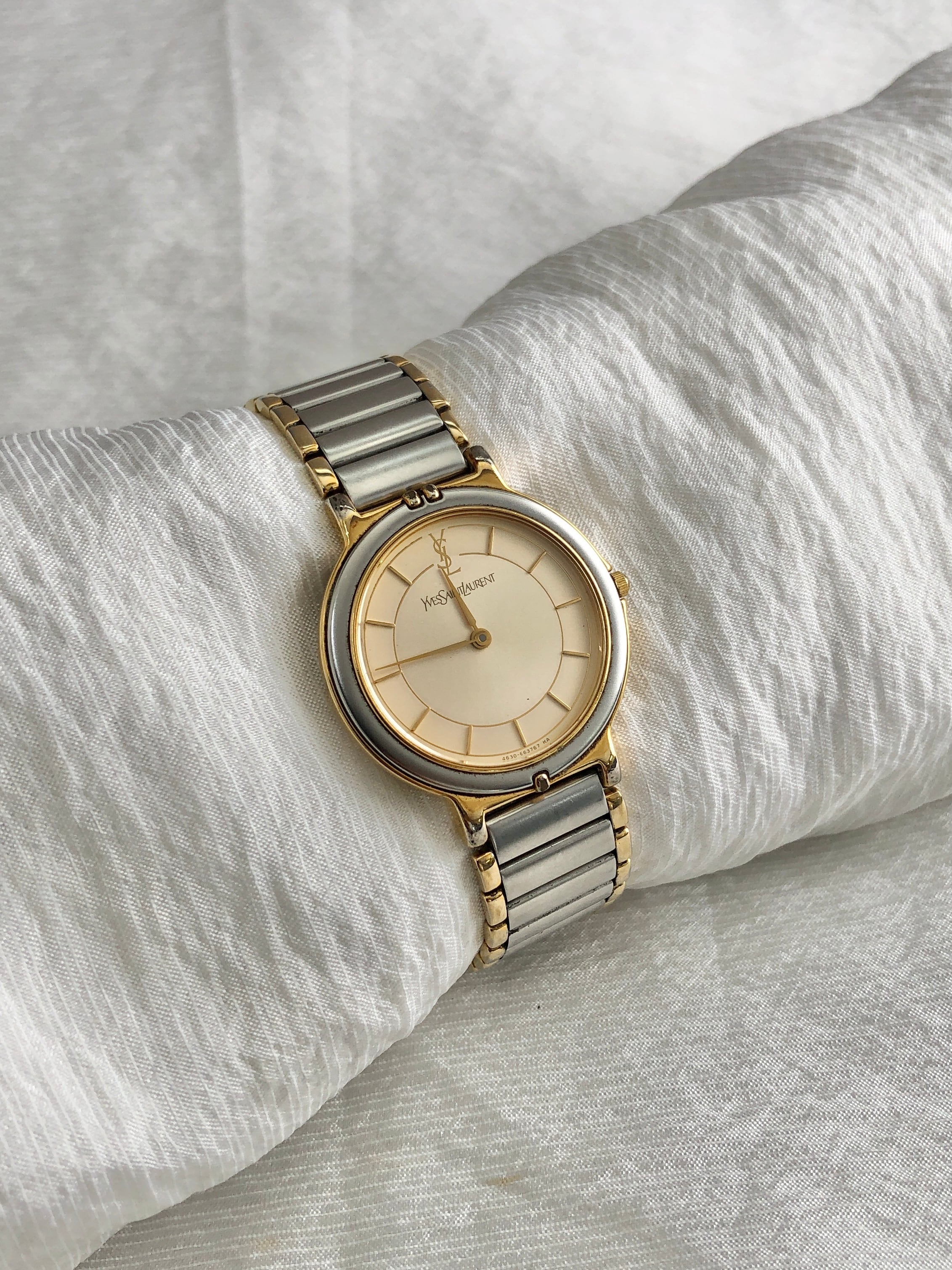 Yves Saint Laurent イヴ・サンローラン 腕時計 シルバー ゴールド ステンレススチール クォーツ vintage ヴィンテージ オールド msfizj