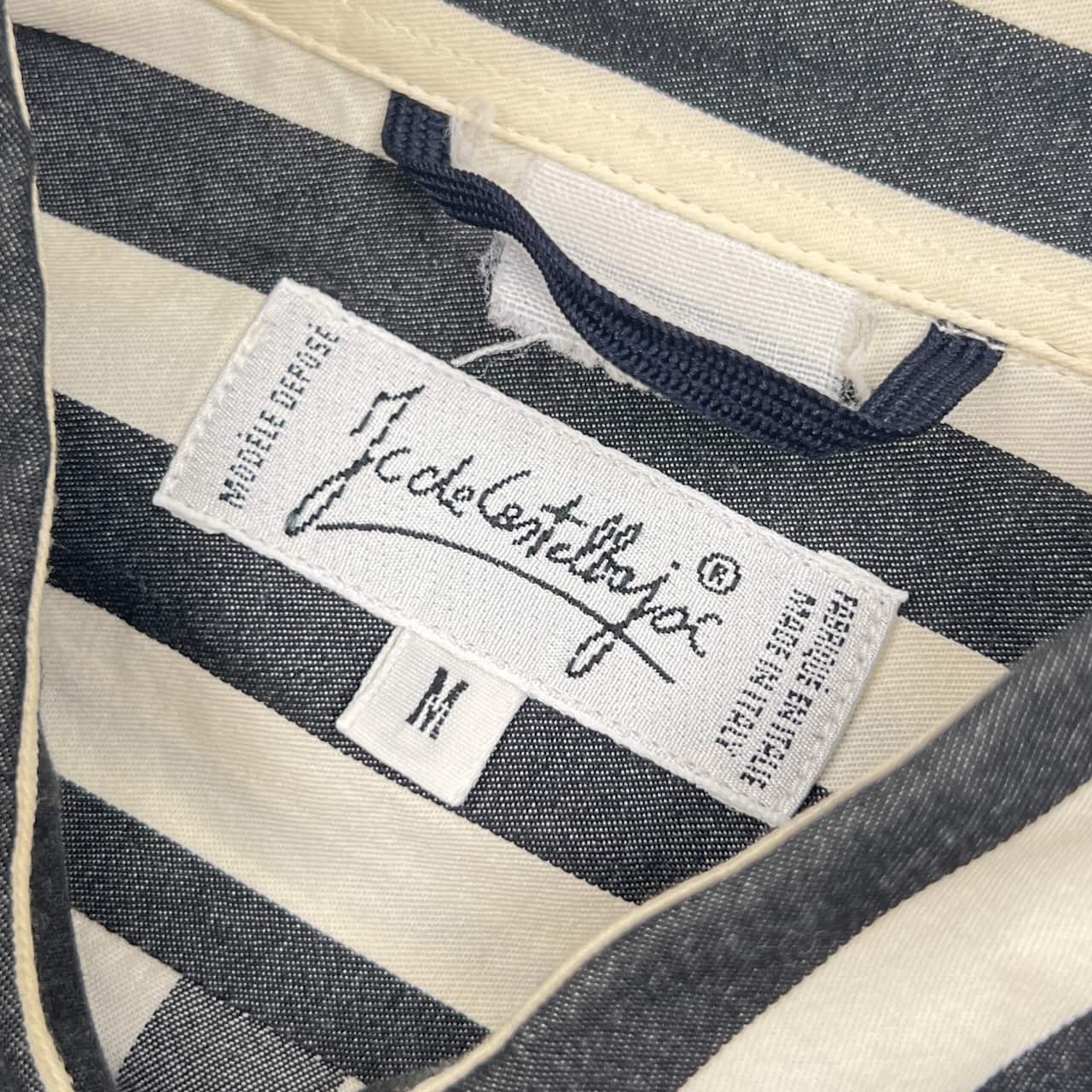 イタリア製 CASTELBAJAC カステルバジャック ストライプ 長袖シャツ M/ダークグレー ×ホワイト系 メンズ