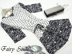 ★送料無料★9号(M)☆ドット＆レ－ス柄ワンピース[OPN6747]