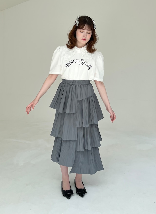 【GiGi viora】asymmetry pleats frill skirt