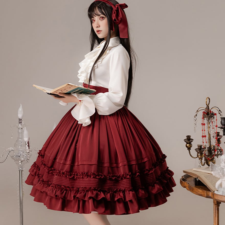 クラロリ レトロ クラシカル スカート ミドル丈 ハイウエスト 控えめ