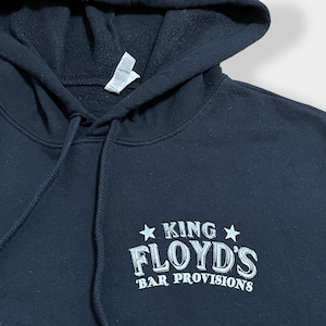 【CANVAS】企業系 企業ロゴ King Floyd's Bar Provisions ワンポイントロゴ バックプリント パーカー プルオーバー スウェット フーディー hoodie S 黒 us古着