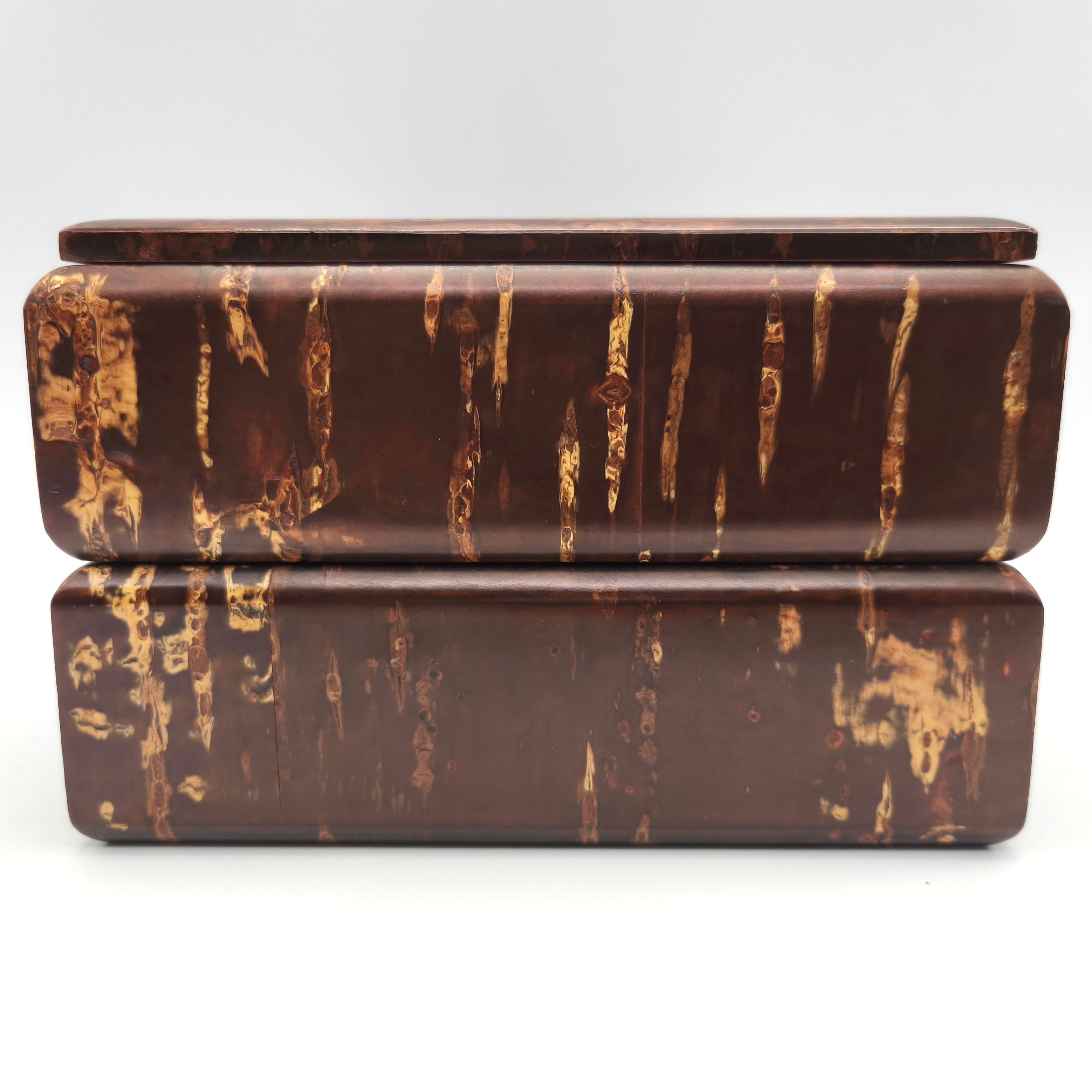 期間限定値下げ桜皮細工　総皮硯箱　フキ柄 樺細工・桜皮・二段重箱・天然木・No.250917-15・梱包サイズ60