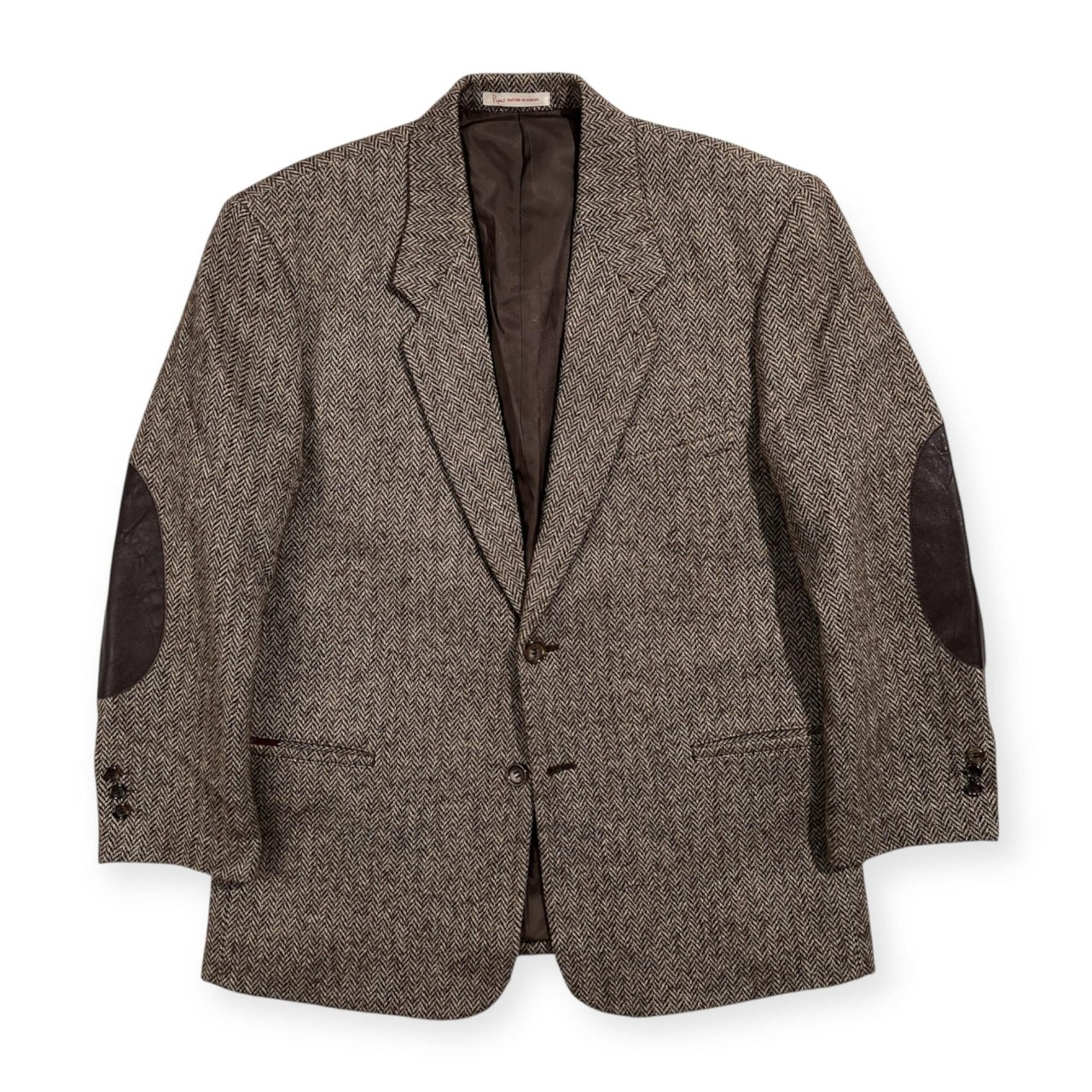 Papas パパス レザー エルボーパッチ アイルランド製生地 ツイード テーラードジャケット サイズ S /メンズ/日本製