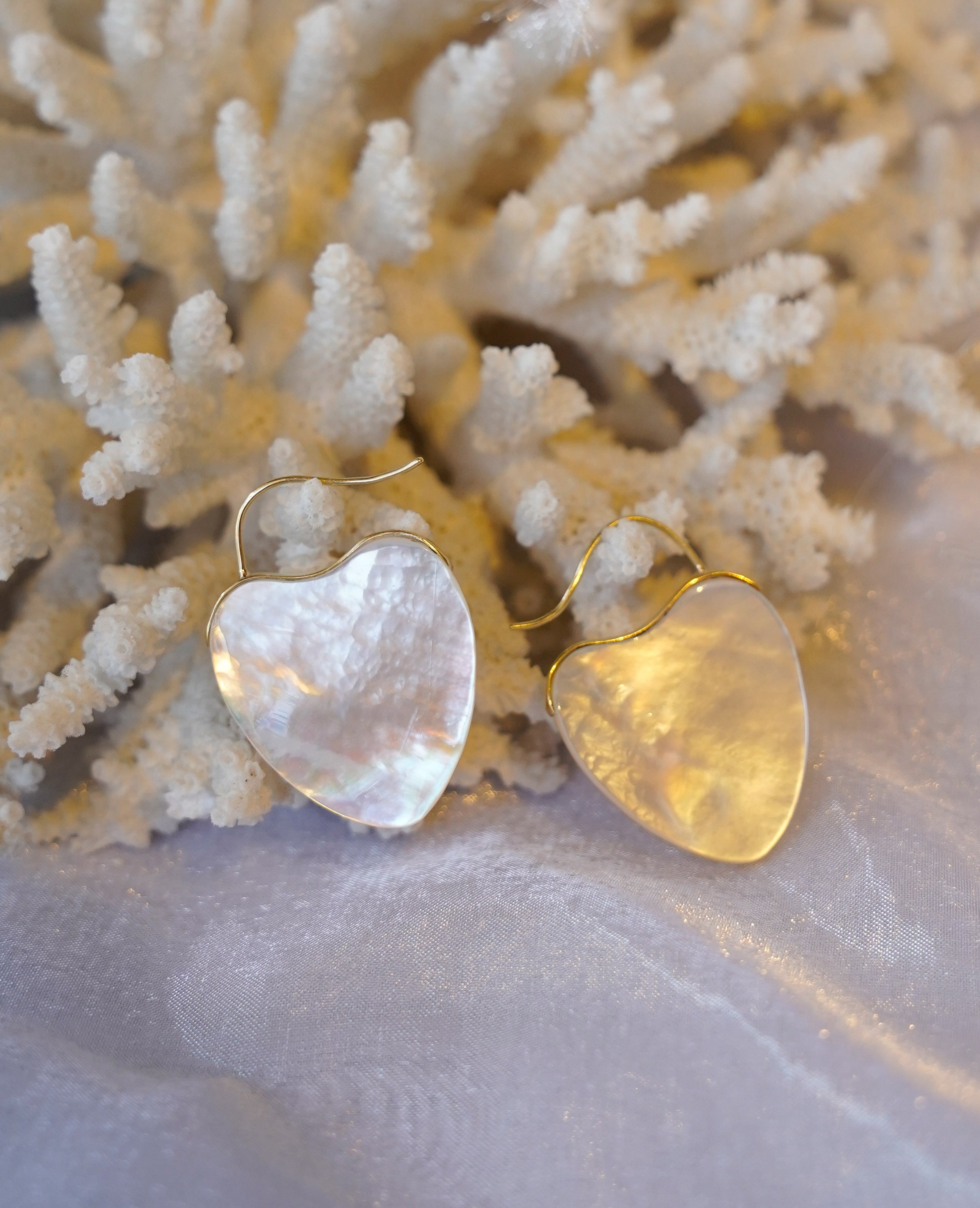 (K18)Mother of Pearl Heartpierced