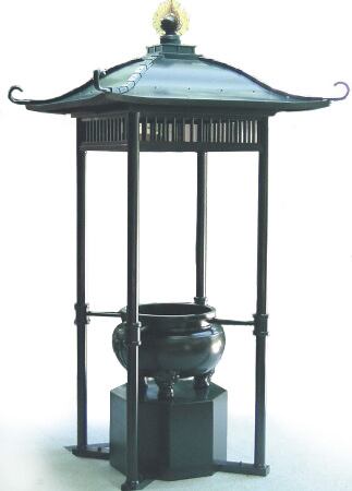 屋根付香炉 柱垂直建 格子型 2尺