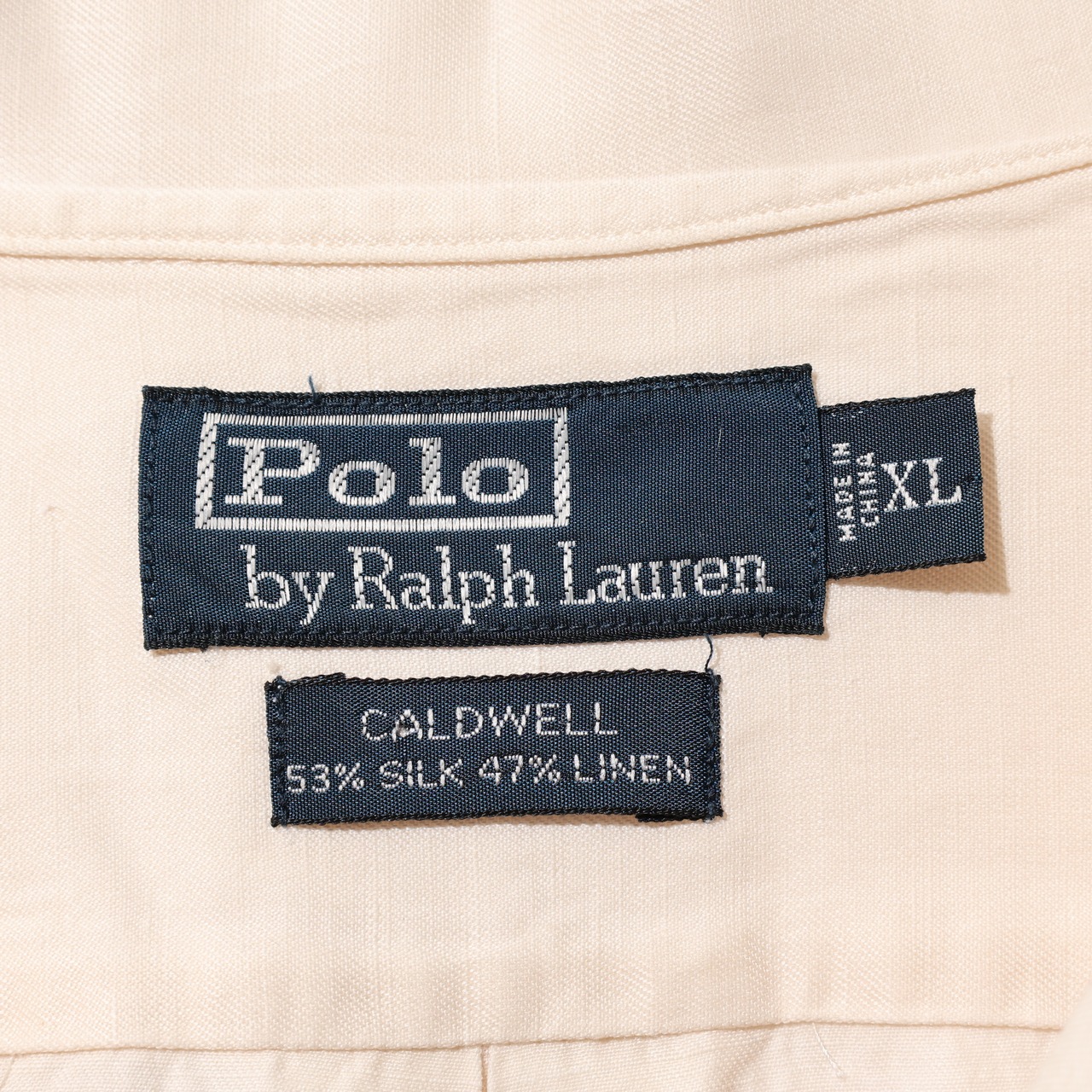 Mint XL Caldwell シルクリネン 水色ポニー オフホワイト Polo Ralph Lauren ポロラルフローレン 半袖開襟シャツ