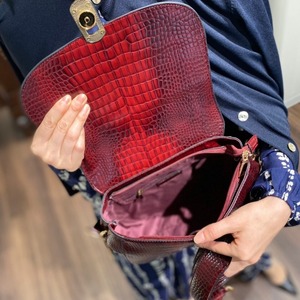 embossing fake/leather bag red