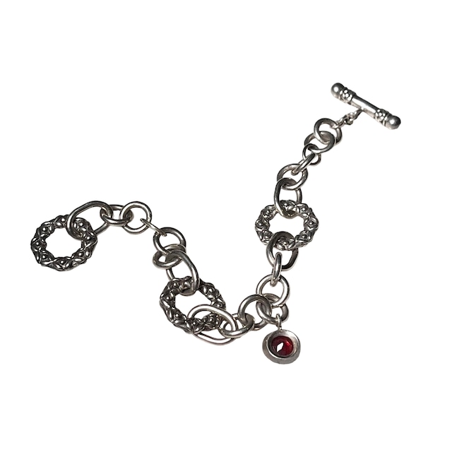 vintage silver circle link chain bracelet with toggle