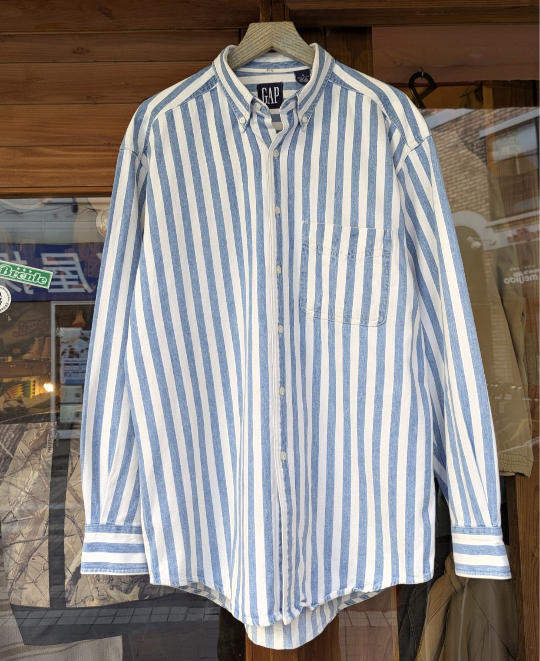 90s old gap denim stripe cotton shirt 小岩店