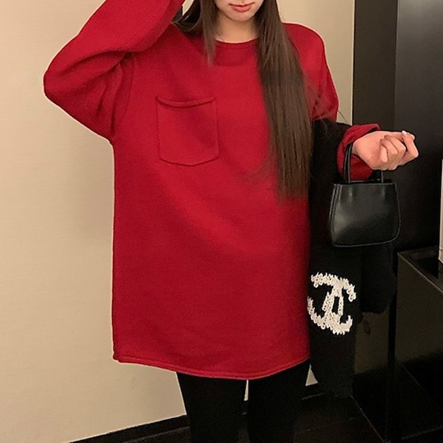 ロールエッジウールブレンドルーズニット［XS-L］