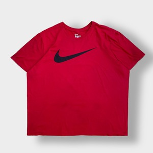 【NIKE】2XL ビッグサイズ Tシャツ ビッグロゴ Swoosh スウッシュ ナイキ レッド 半袖 US古着