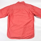 リネン混 Crocodile クロコダイル ワンポイント 長袖 ワークシャツ L/赤橙系 メンズ