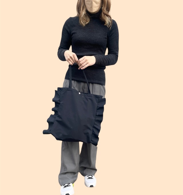 【マチ付フリルトートバッグ（ナイロン）】/6B0224