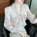 シフォンフラワーボウタイブラウス ・78807