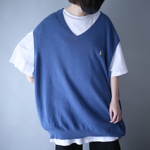 "Polo by Ralph Lauren" over silhouette blue knit vest