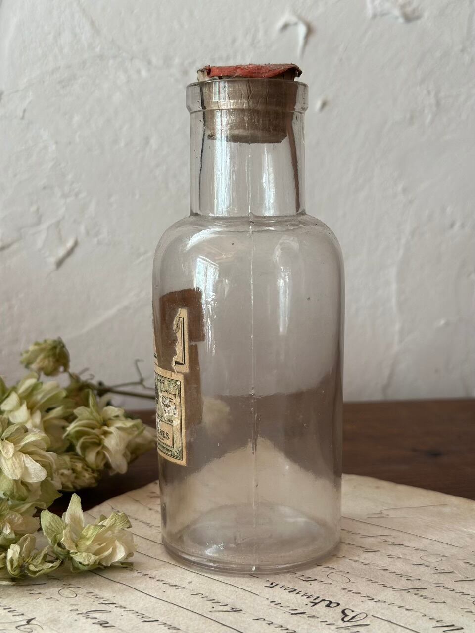 アンティーク　ガラス　薬品瓶　コルク栓あり 薬品瓶 コルク付き DARRASSE FRÈRES アンティークボトル | Brocante de