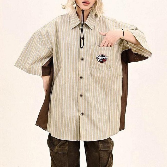 ストライプシャツトップス B0106