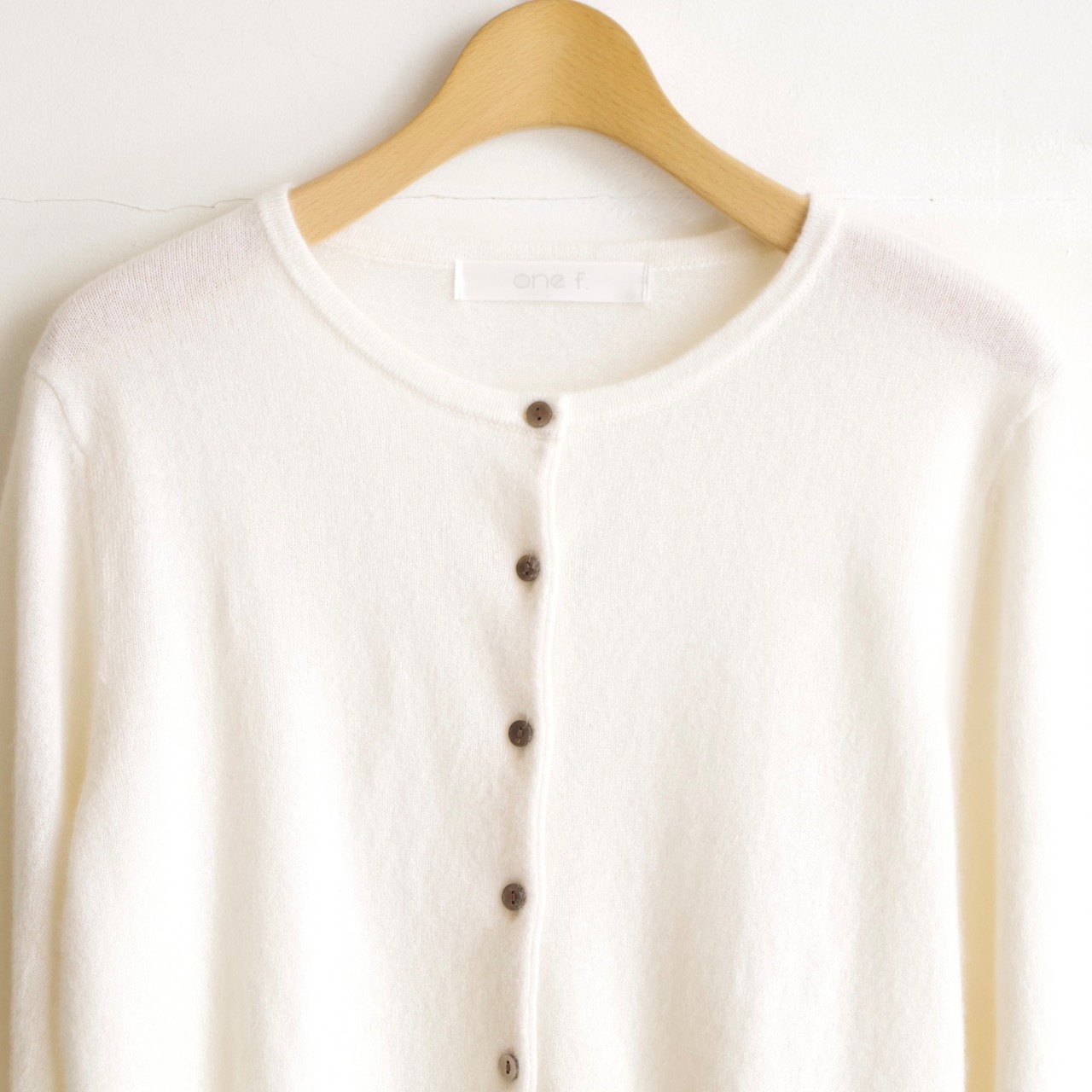 one f.  Cashmere Crew Neck Cardigan