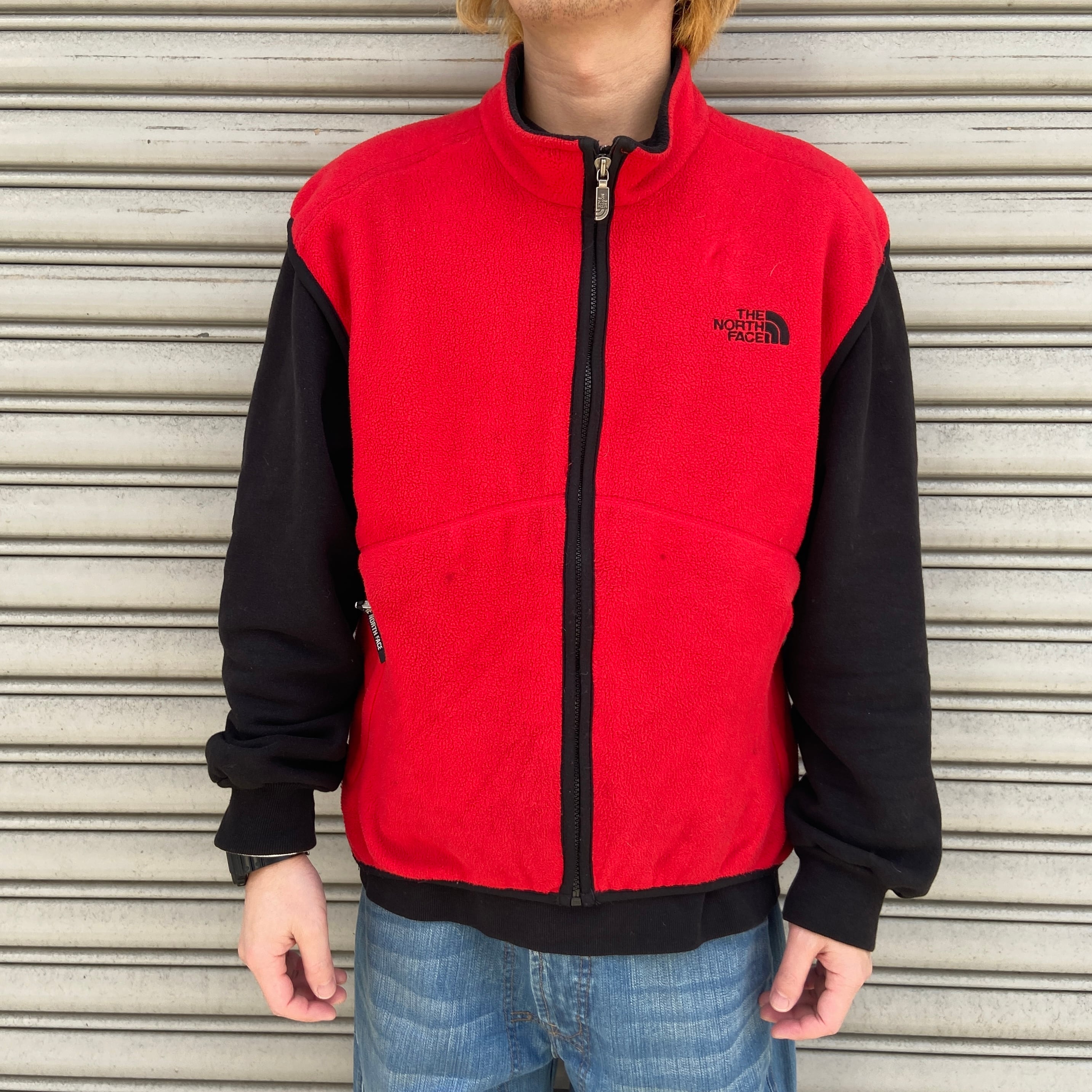 送料無料』90s THE NORTH FACE USA製 フリースベスト L レッド | 古着 
